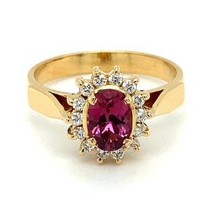 Certified Mahenge Spinel 1.01ct Diamonds 18K Ring